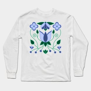 Blue Floral Long Sleeve T-Shirt